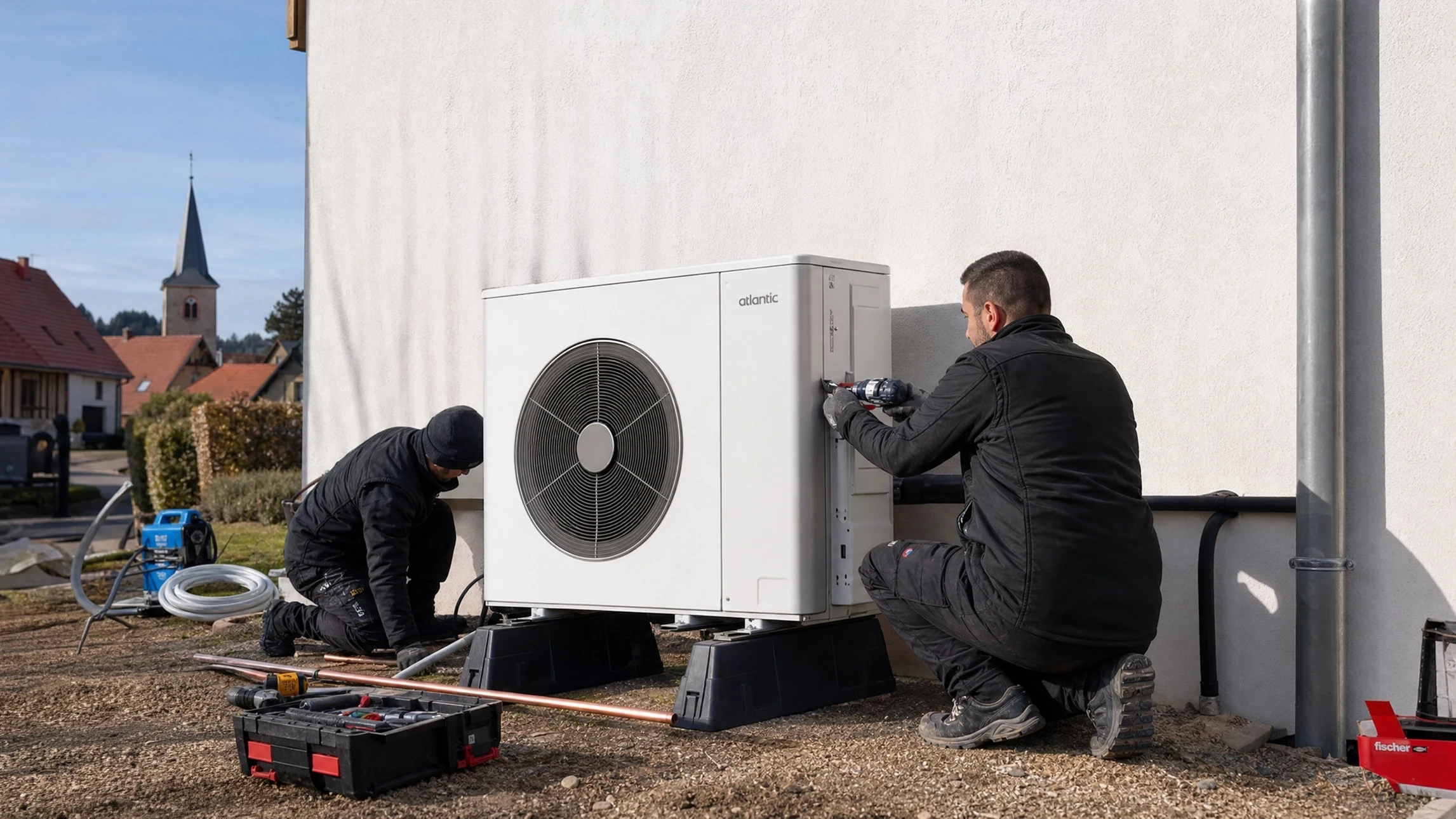 Intérieur d'une chaufferie résidentielle avec installation de chauffage central